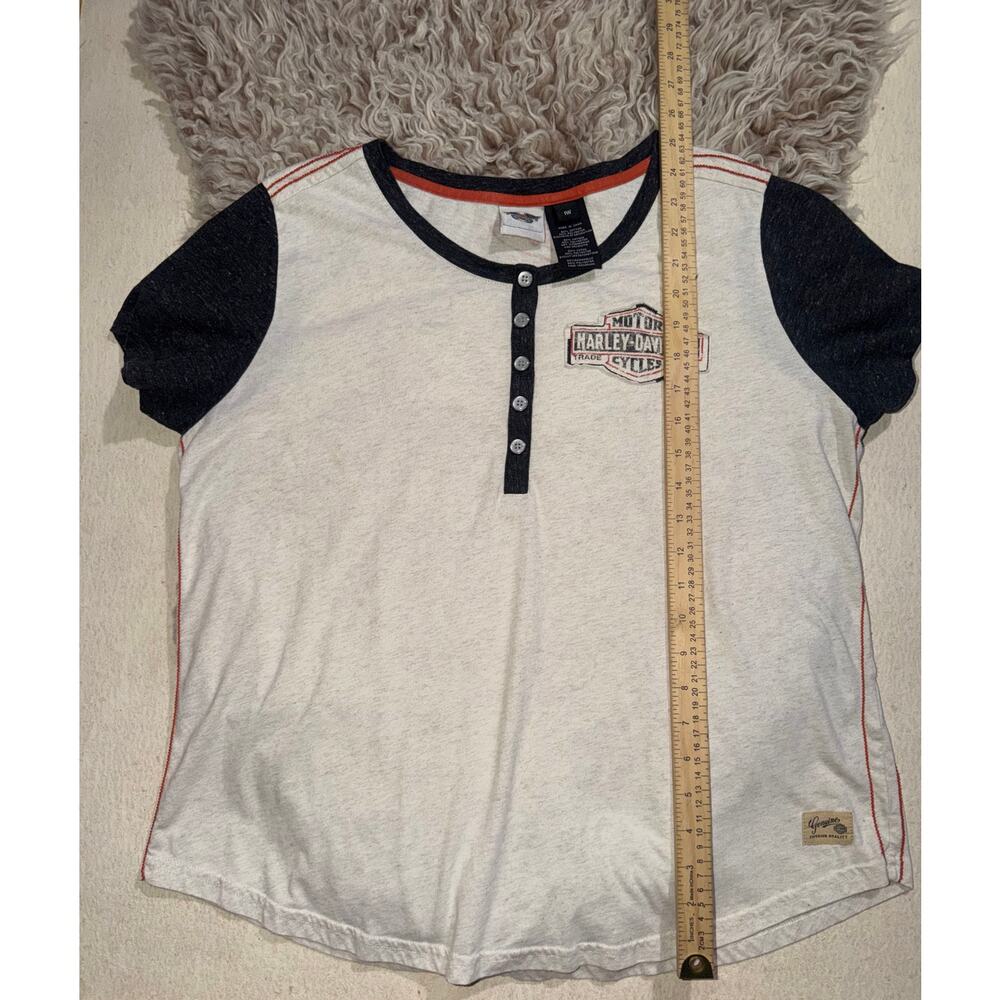 Harley Davidson women’s vintage cream & black short sleeve top - Picture 7 of 16
